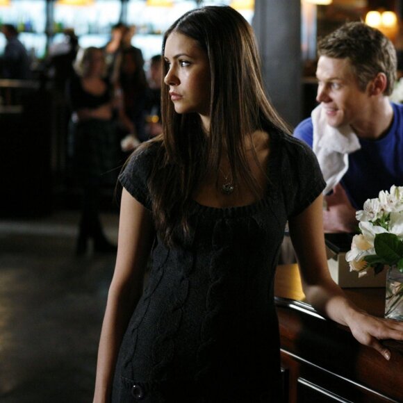 Gray Cable Knit Wool Blend Sweater Dress ASO Elena Gilbert - Picture 4 of 4